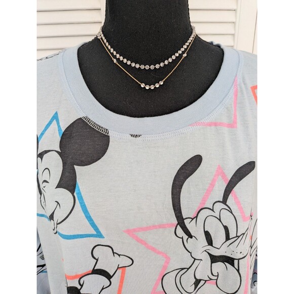 Disney Mickey Mouse T-shirt Women's XL Blue Pink Goofy Daisy Minnie Characters - Picture 2 of 14